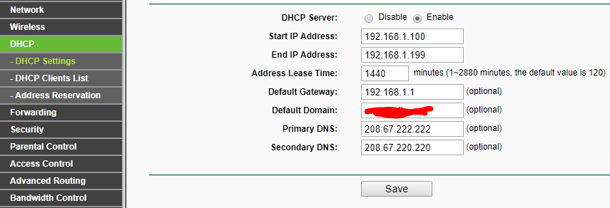 Instruyendo al DHCP server de tu router para que asigne los DNS de OpenDNS a todos los dispositivos.