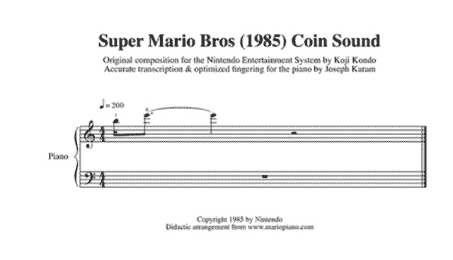 La partitura del ruidito que hace el Mario Bros cuando juntás la monedita.