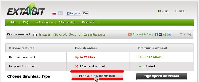 Click para descargar el instalador definitivo de Microsoft Security Essentials para Windows XP 32 bits en español