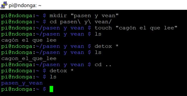 detox - corregir recursivamente o en masa nombres de archivo eliminando espacios y otros caracteres molestos para hacerlos compatibles con Linux